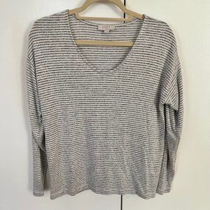 LOFT Sleep Black and White Long Sleeve Striped Sweater